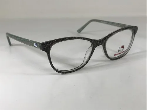 HELLO KITTY HK304-3 NOS Gray/Green Crystal Girls Eyeglasses Frame 47-16-125 3