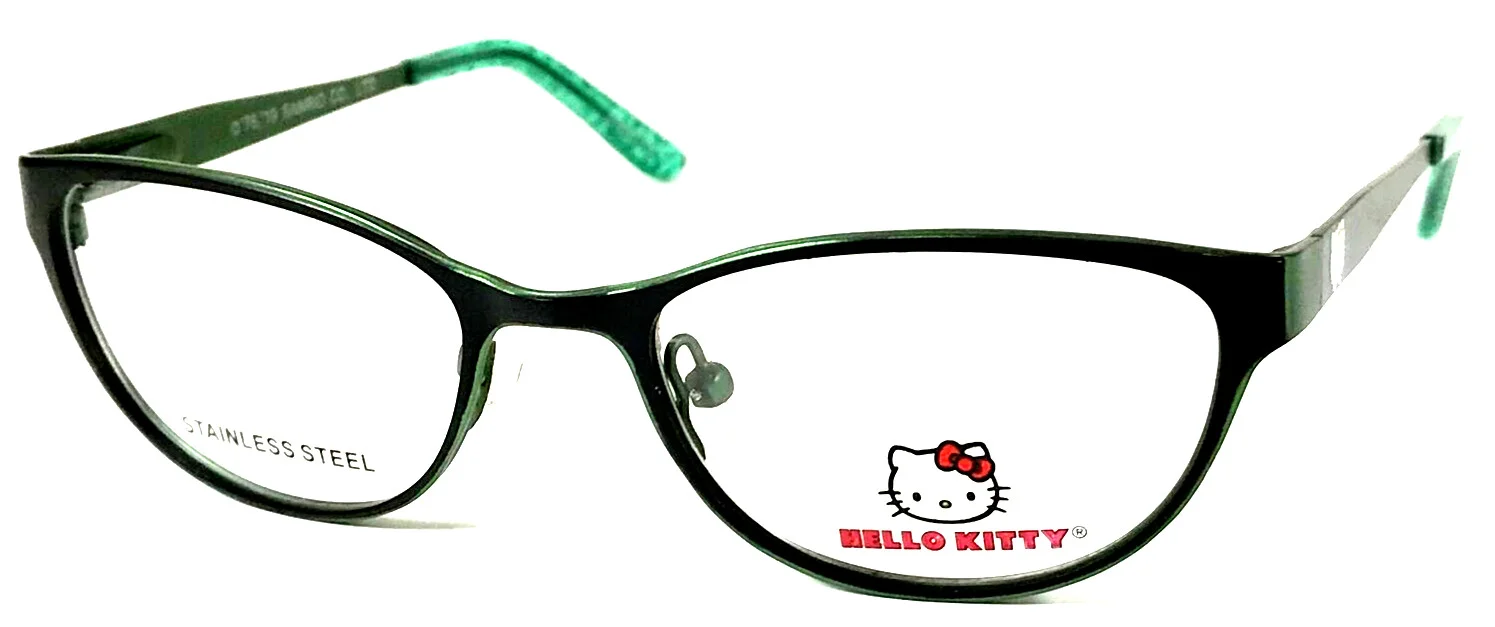 HELLO KITTY HK305-2 NOS Black/Dark Green Matte Girls Eyeglasses Frame 46-16-120