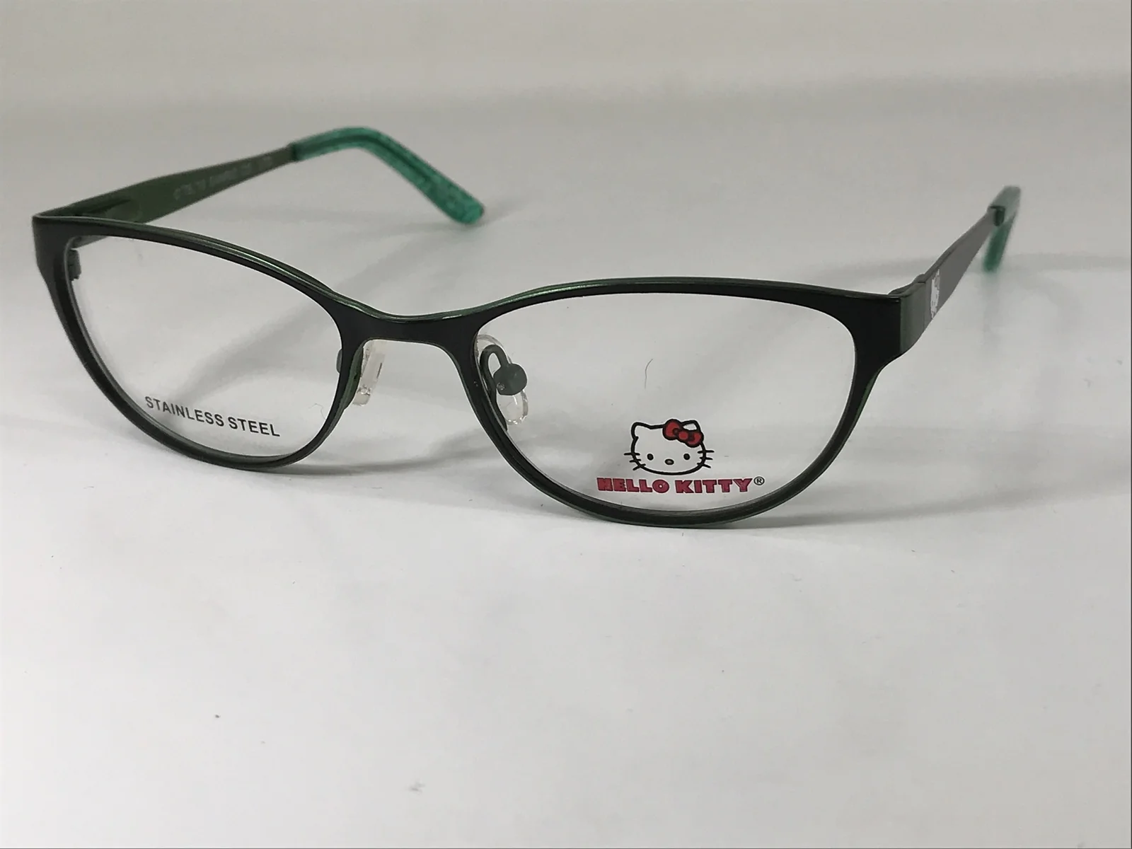 HELLO KITTY HK305-2 NOS Black/Dark Green Matte Girls Eyeglasses Frame 46-16-120 2