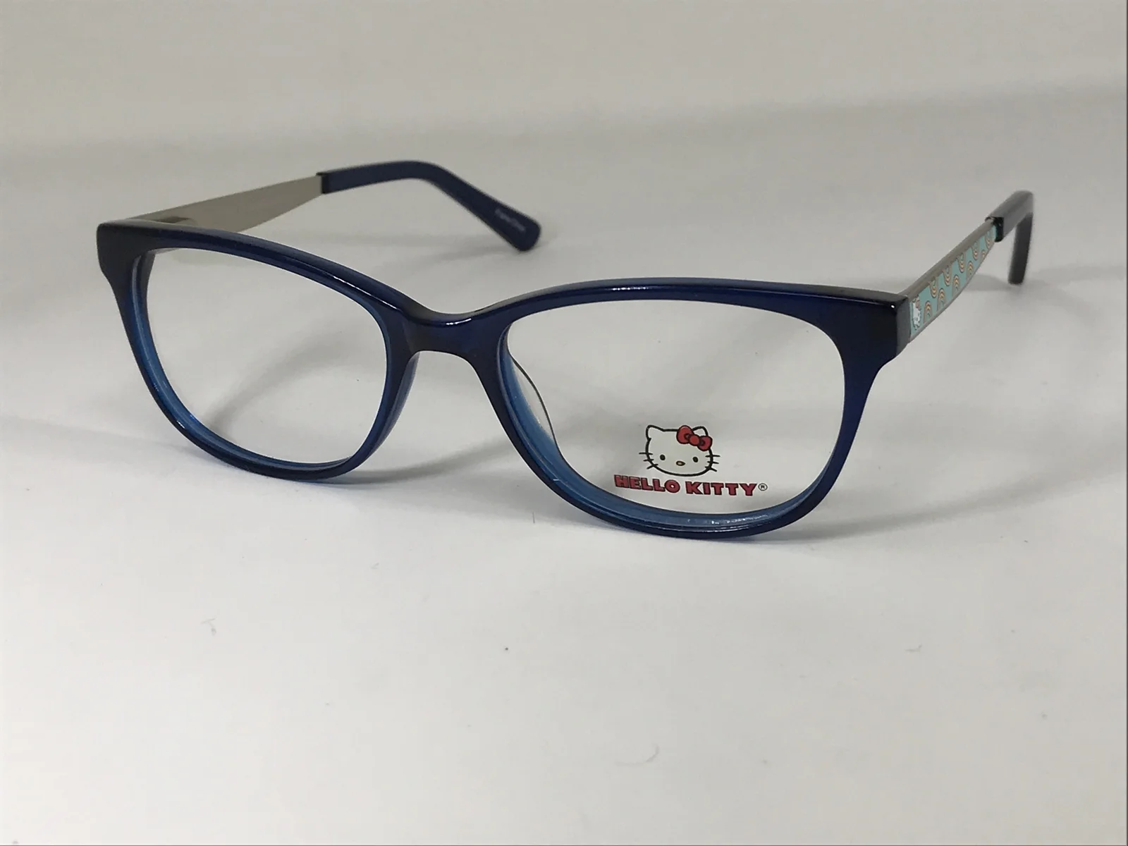 HELLO KITTY HK309-3 NOS Girls Youth Navy Blue Crystal Eyeglasses Frame 45-15-135 2