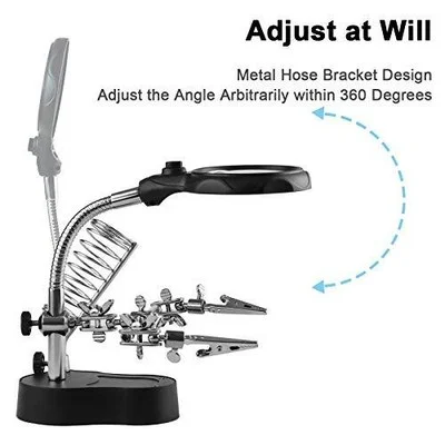 Helping Hands Magnifying Glass With Soldering Station With Led Light And 3.5x 12 3
