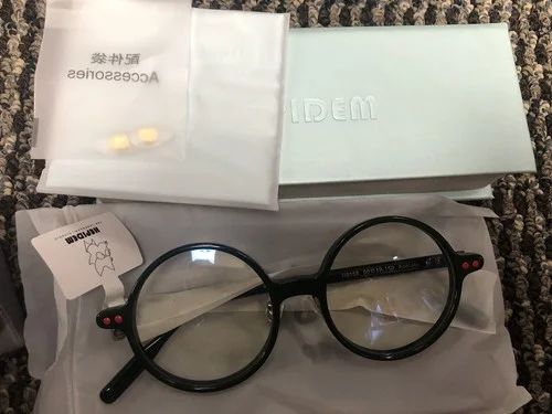Hepidem Buffalo Horn Eyeglasses Green Round Screen Style Men’s Women’s Potter