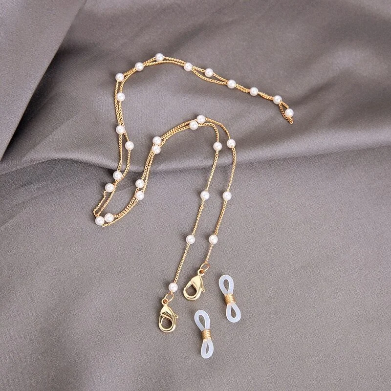 High Quality Eyeglass Neck Chain With Pearls Retainer Holder Eyewear Lanyard