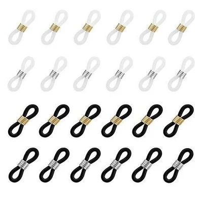 HUIHUIBAO 24 Pieces Eyeglass Chain Ends Adjustable Spring Rubber Ends Connect