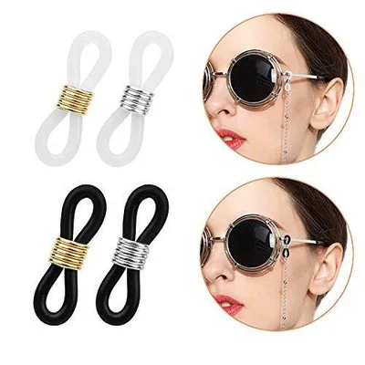 HUIHUIBAO 24 Pieces Eyeglass Chain Ends Adjustable Spring Rubber Ends Connect 2