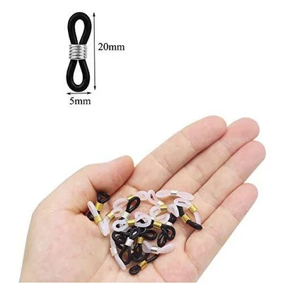 HUIHUIBAO 24 Pieces Eyeglass Chain Ends Adjustable Spring Rubber Ends Connect 3