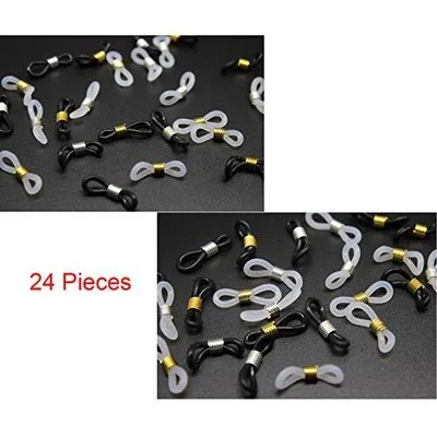 HUIHUIBAO 24 Pieces Eyeglass Chain Ends Adjustable Spring Rubber Ends Connect 4