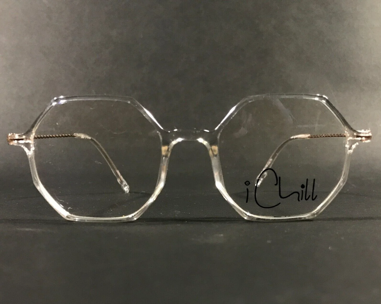 Ichill Eyeglasses Frames C7015 Col 70 Clear Gold Polygon Hexagon 49-20-140