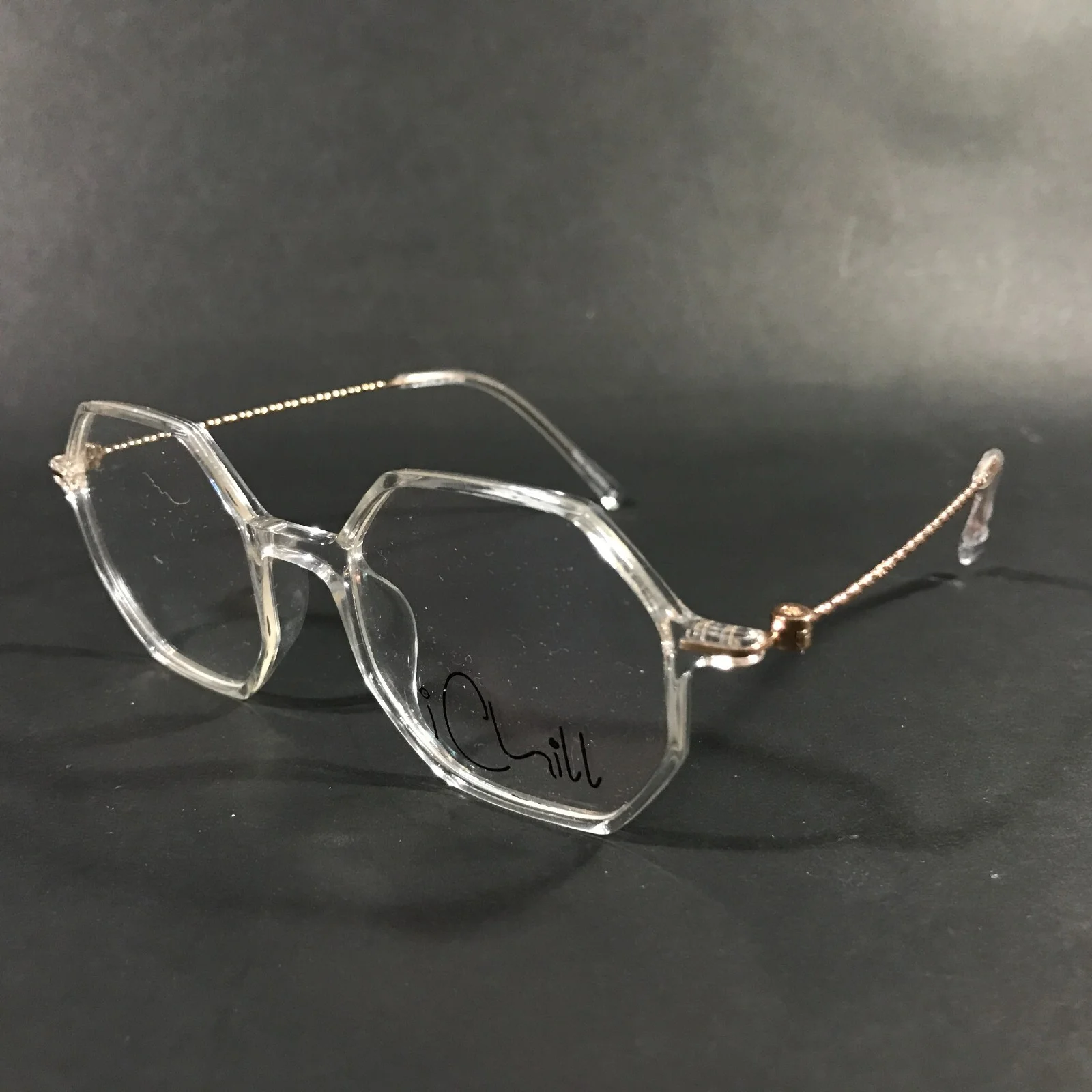 Ichill Eyeglasses Frames C7015 Col 70 Clear Gold Polygon Hexagon 49-20-140 4