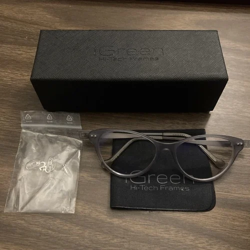 iGREEN Eyeglasses Frames ITALY Palden Gray Clear Acetate 52-15-143 v4.67 co13m