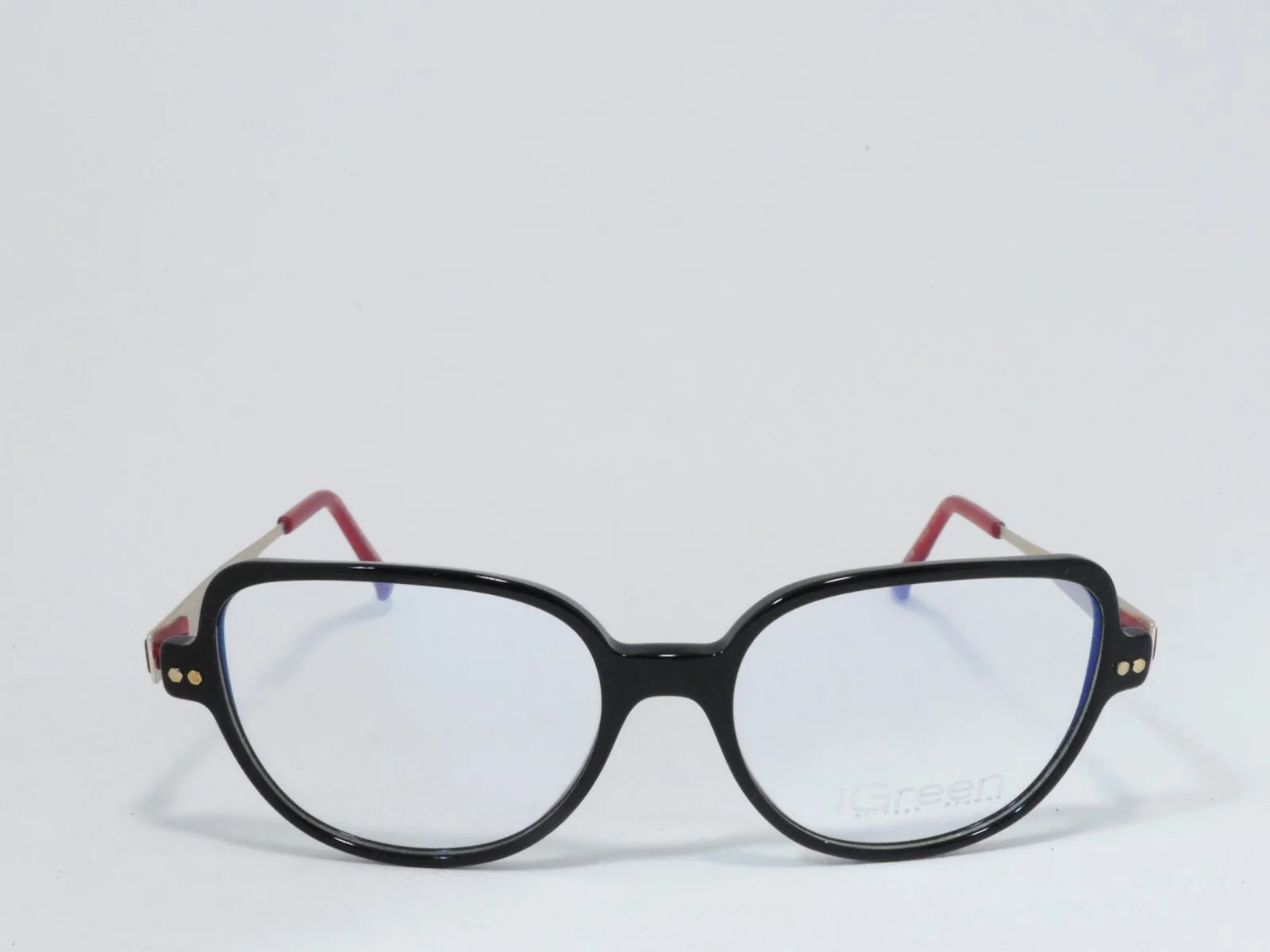 iGREEN V4.85 LIGHTWEIGHT ACETATE EYEGLASS FRAMES BLACK RED 53-16-135 NEW