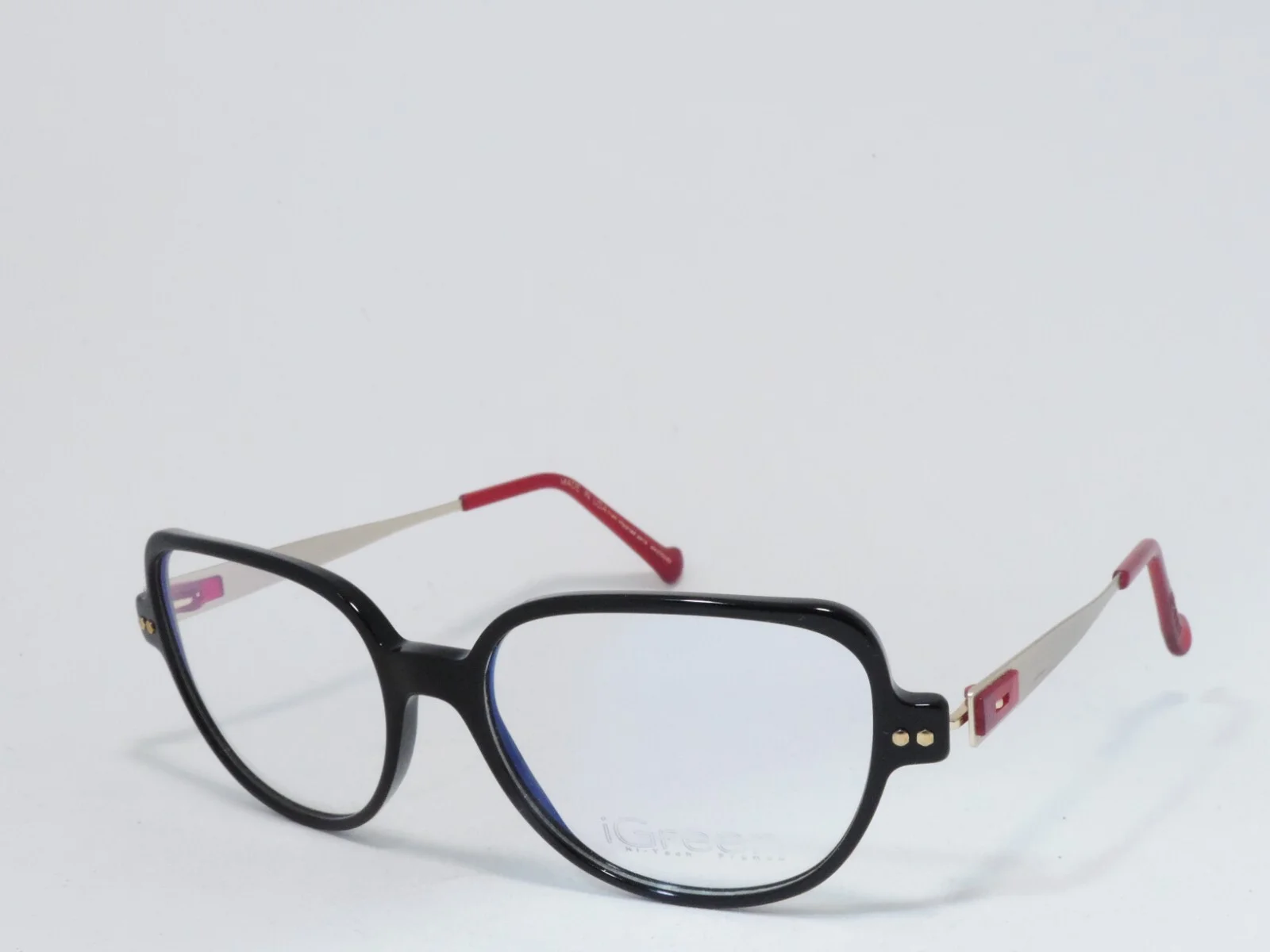iGREEN V4.85 LIGHTWEIGHT ACETATE EYEGLASS FRAMES BLACK RED 53-16-135 NEW 2