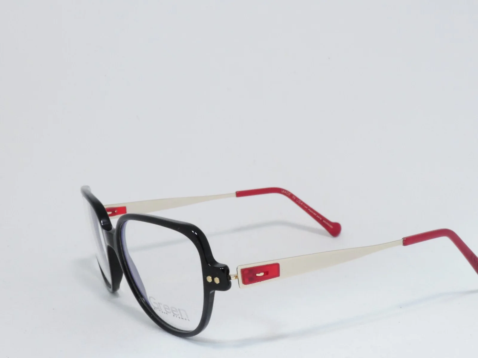 iGREEN V4.85 LIGHTWEIGHT ACETATE EYEGLASS FRAMES BLACK RED 53-16-135 NEW 4