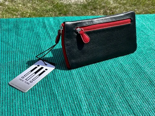 ili New York RED & Black Leather Embellished Zippered Eyeglass Case Pocket 2