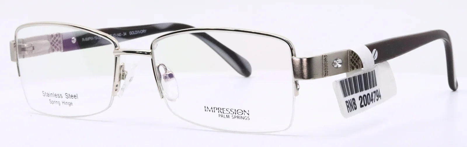 Impression R-IMPW-15-08 Gold Ivory Rectangular Womens Eyeglasses Frame 53-17-140