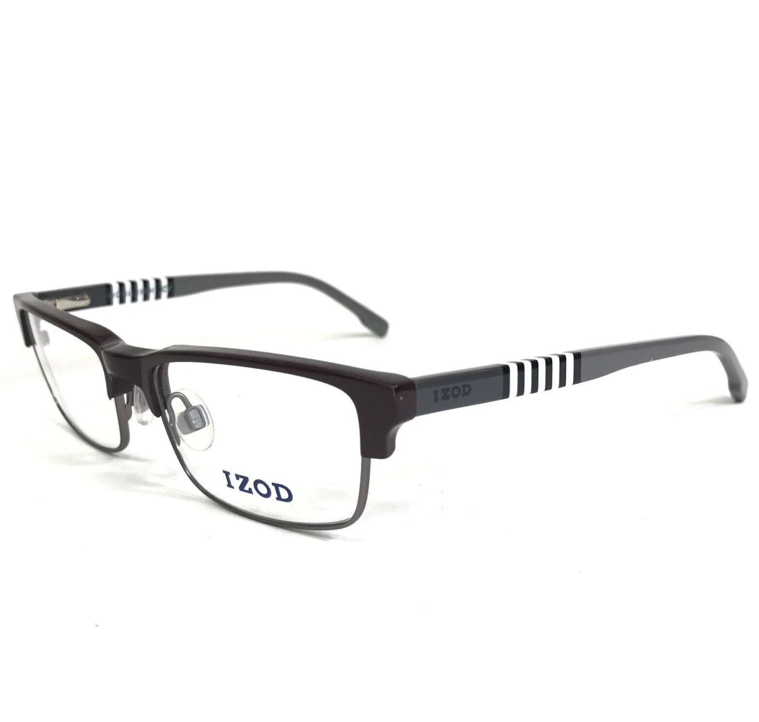IZOD Small Eyeglasses Frames IZ 2802 Brown Gray Rectangular Full Rim 49-16-135