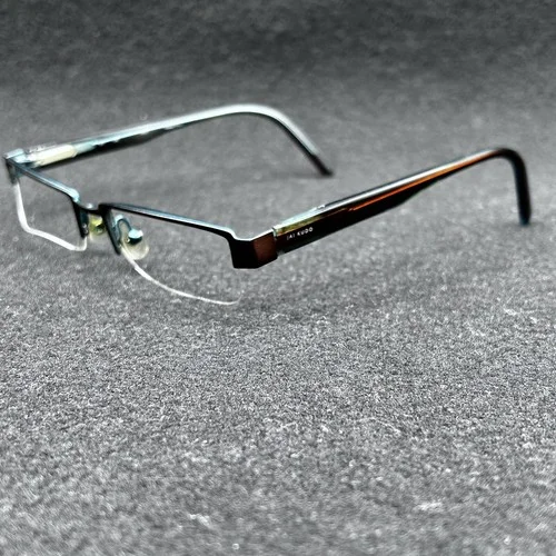 Jai Kudo 471 Half-Rim Eyeglasses Frame Brown Teal Flex 51-18-135 Used