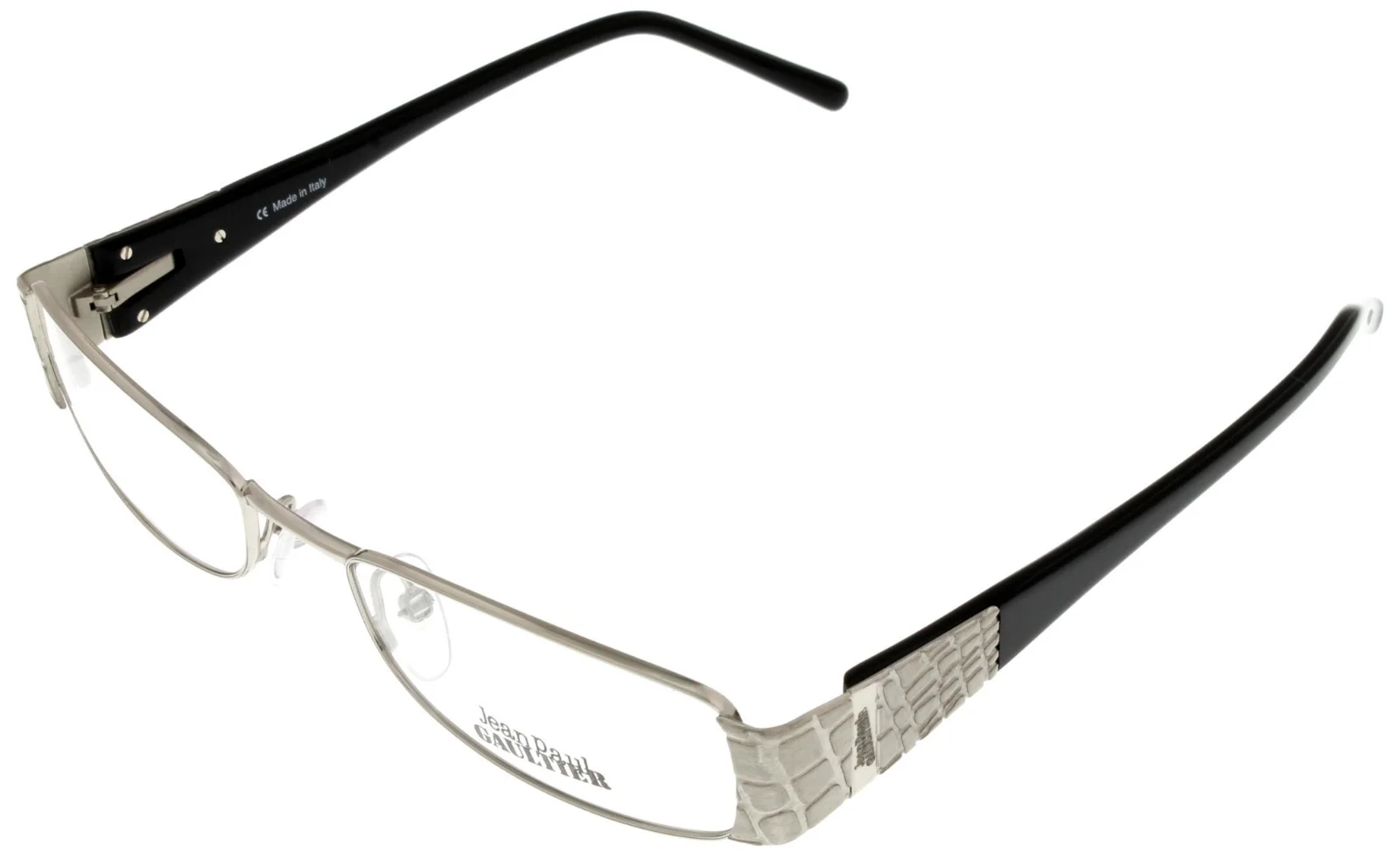 Jean Paul Gaultier Eyeglasses Frame Women Rectangular Silver Black VJP109M 0579