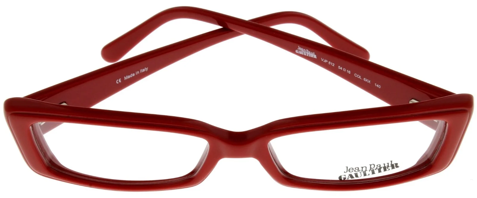 Jean Paul Gaultier Rectangular Women Eyewear Frame VJP512 06XX Red Gold Print 3