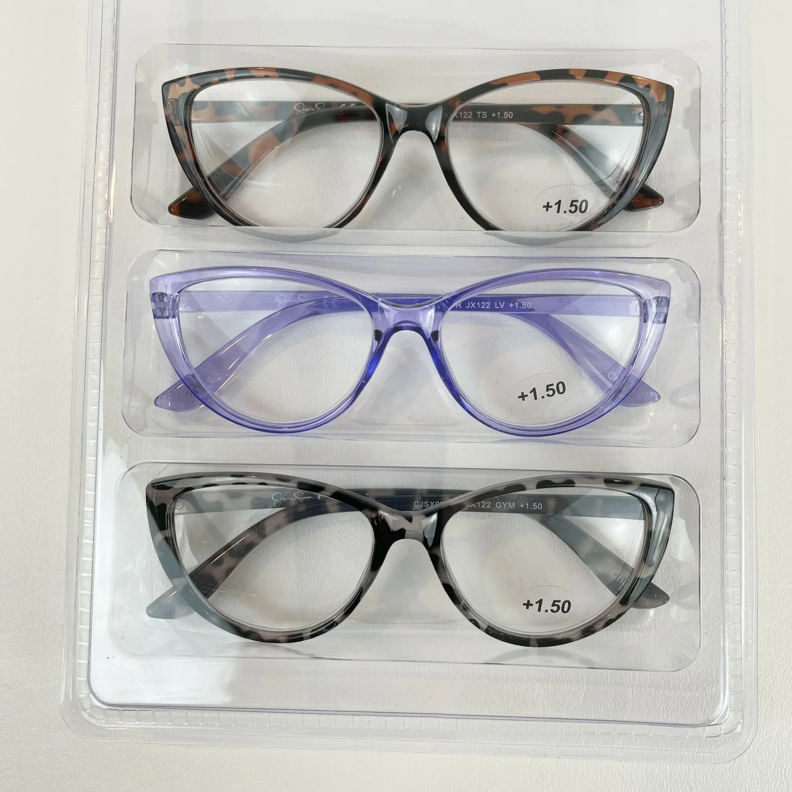 Jessica Simpson +1.50 Reading Glasses Black Tortoise Purple Tortoise 3 Pair 2