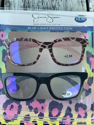 Jessica Simpson +2.50 Blue Light Reading Glasses Animal Print 2 Pair