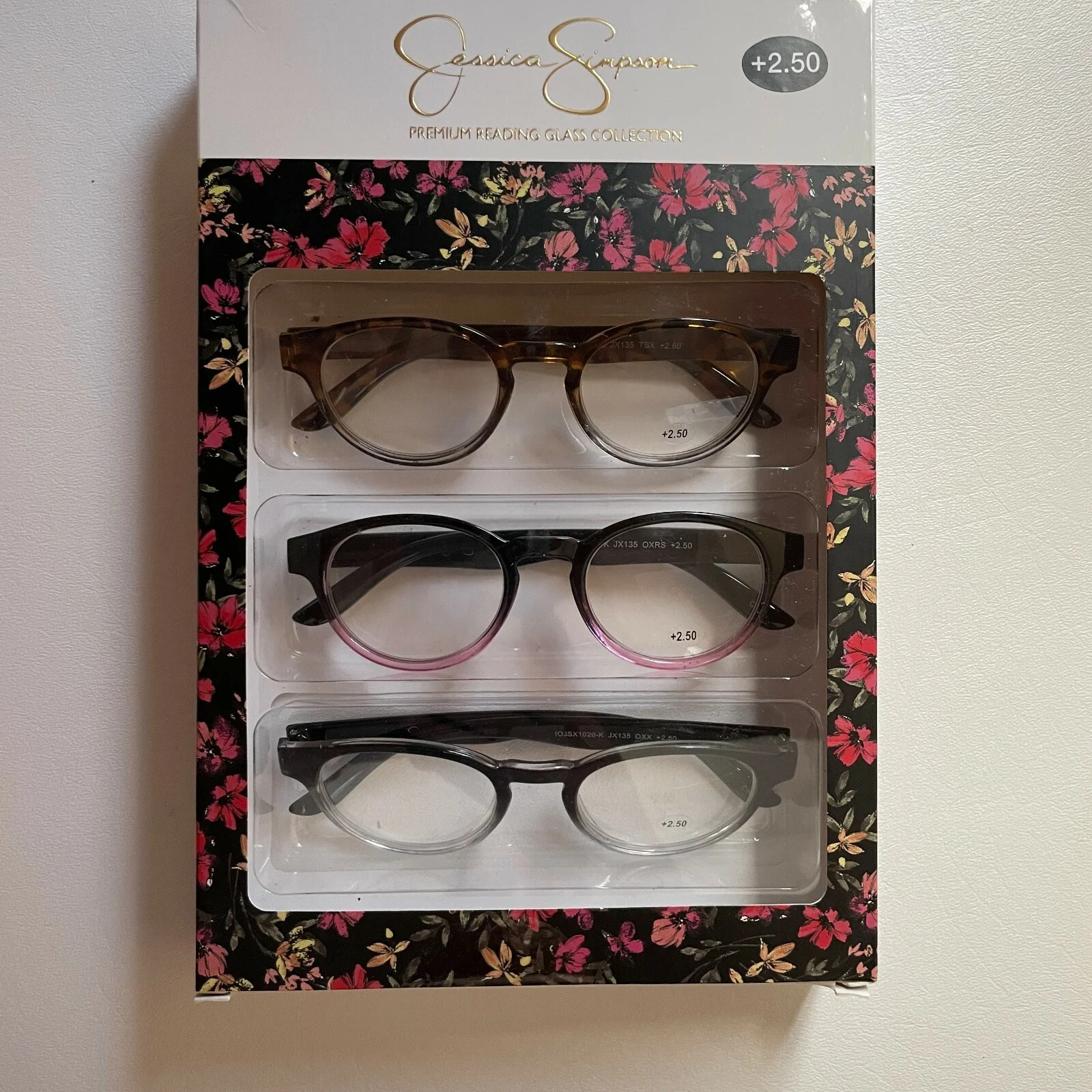 Jessica Simpson +2.50 Reading Glasses 3 Pair Round