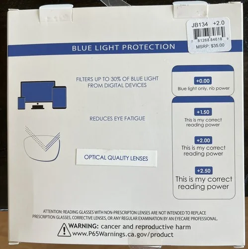 Jessica Simpson Premium Reading Glasses With Blue Light Protection +2.00 New 3
