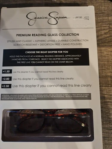 Jessica Simpson Premiun Reading Glasses 2.00 Eyeglasses 2