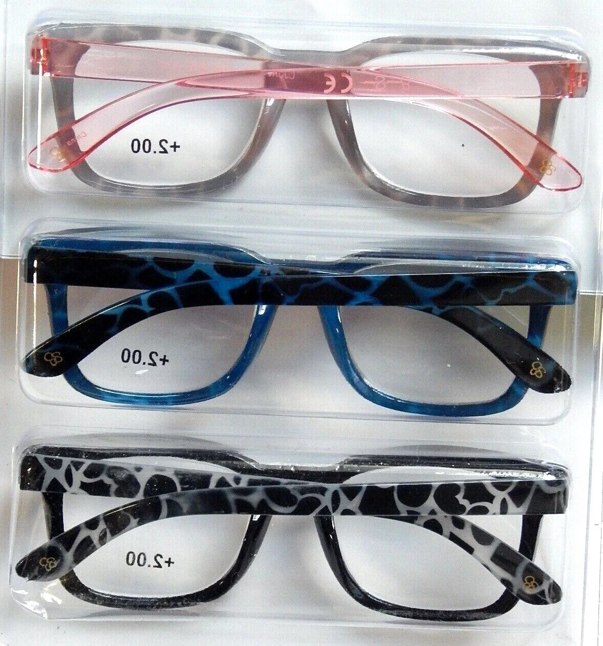 JESSICA SIMPSON SET 3 PACK PREMIUM READING GLASSES READERS +2.00 NEW AUTHENTIC 3