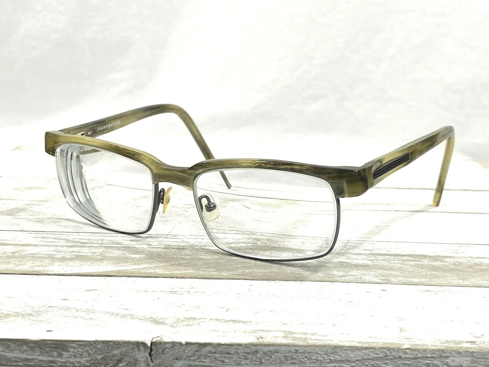 Jhane Barnes Diverge Mens Rectangular Eyeglasses Brown Black 53▯17-140