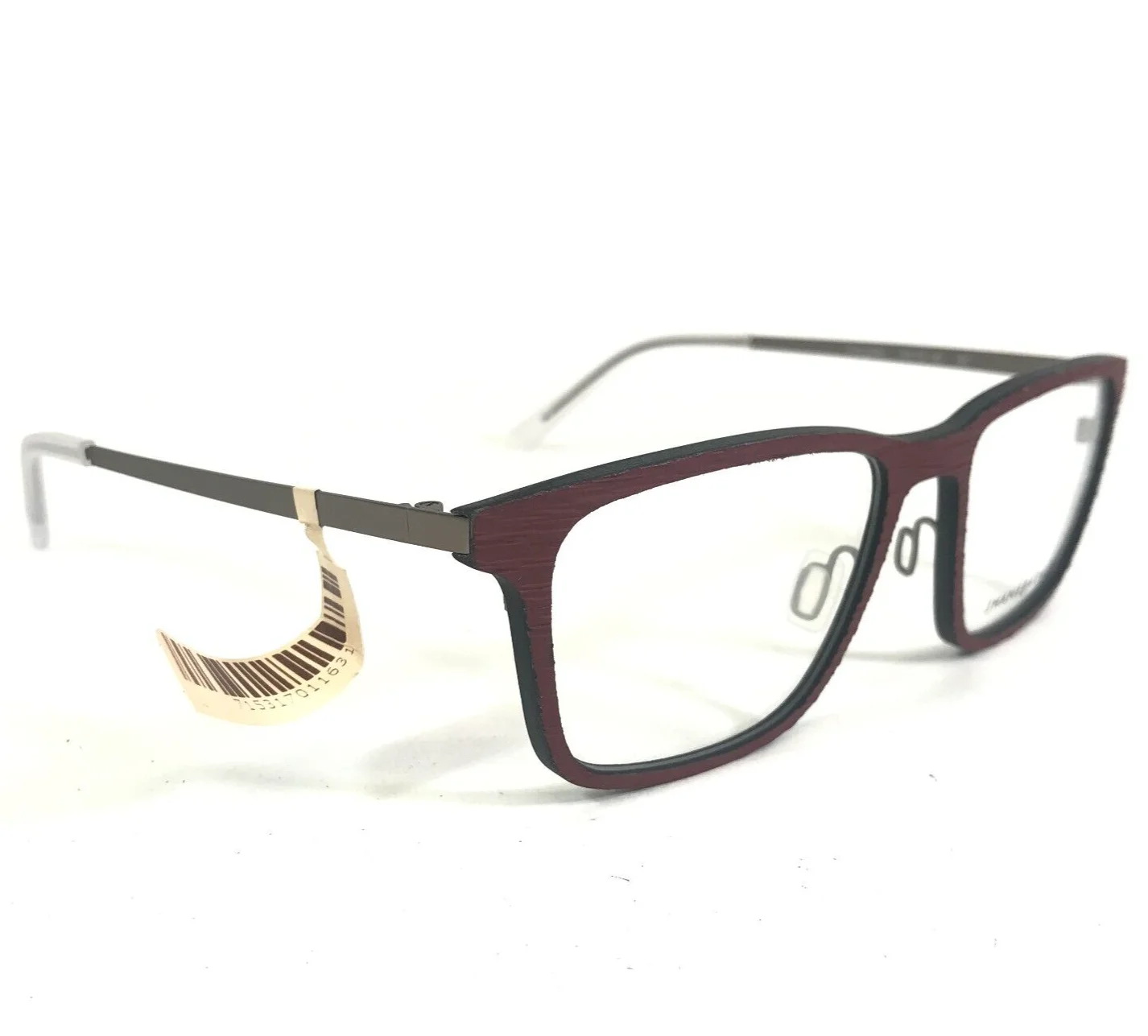 Jhane Barnes Eyeglasses Frames Adjugate BC Gray Burgundy Red Square 53-18-140 2