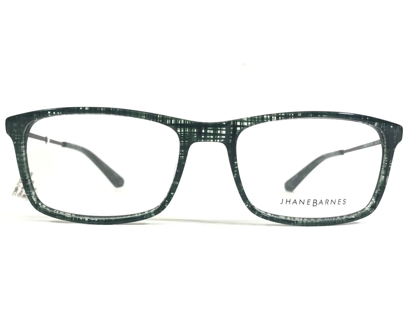 Jhane Barnes Eyeglasses Frames COMPUTATION OL Clear Green Plaid Gray 56-18-150