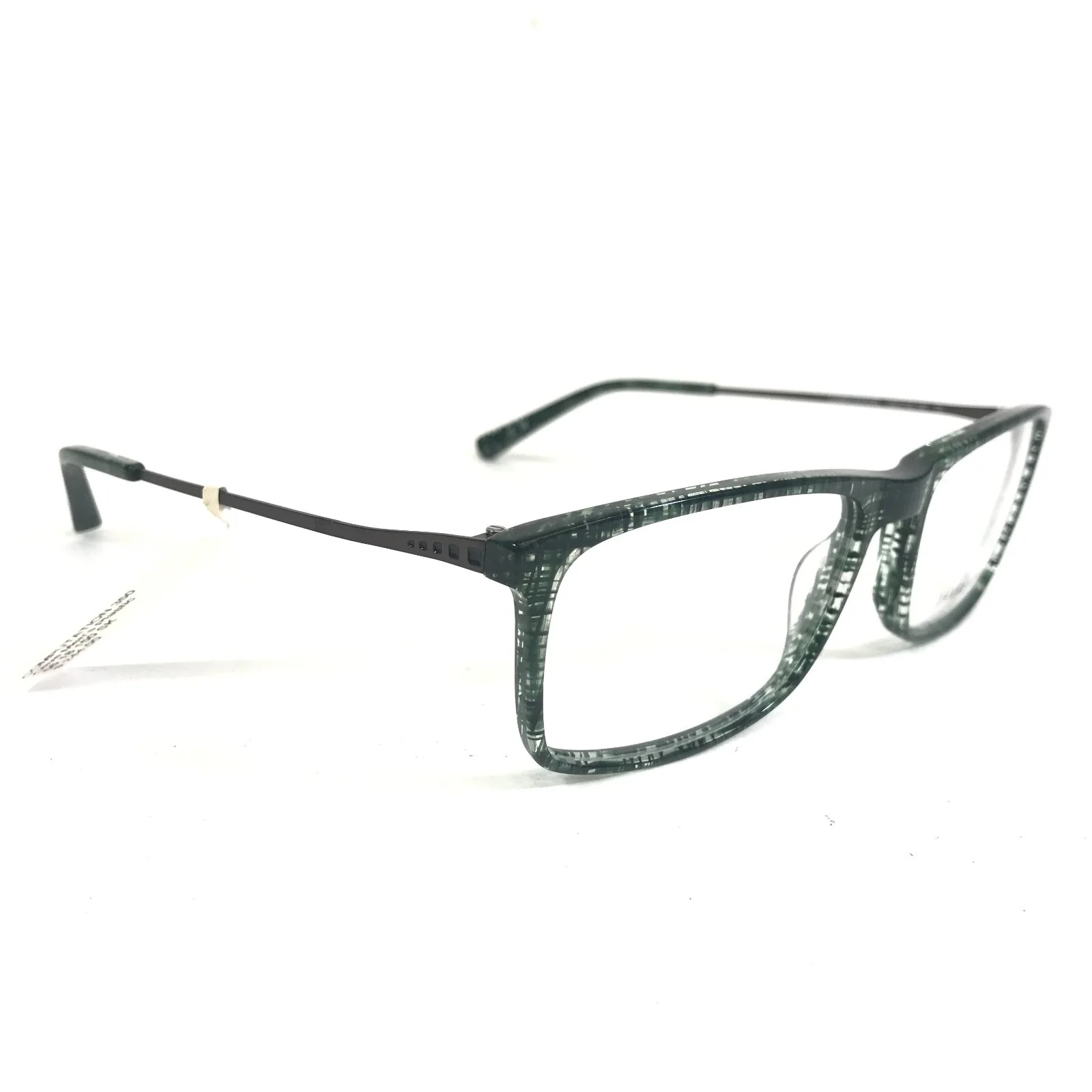 Jhane Barnes Eyeglasses Frames COMPUTATION OL Clear Green Plaid Gray 56-18-150 2
