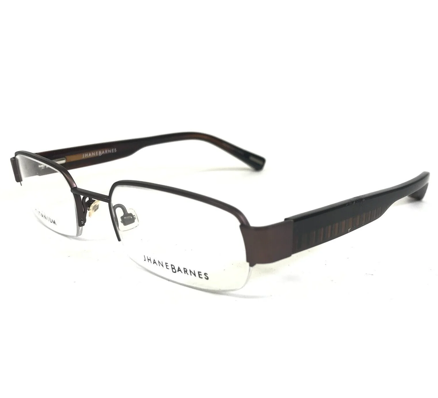 Jhane Barnes Eyeglasses Frames Solution BROWN Rectangular Half Rim 49-19-135