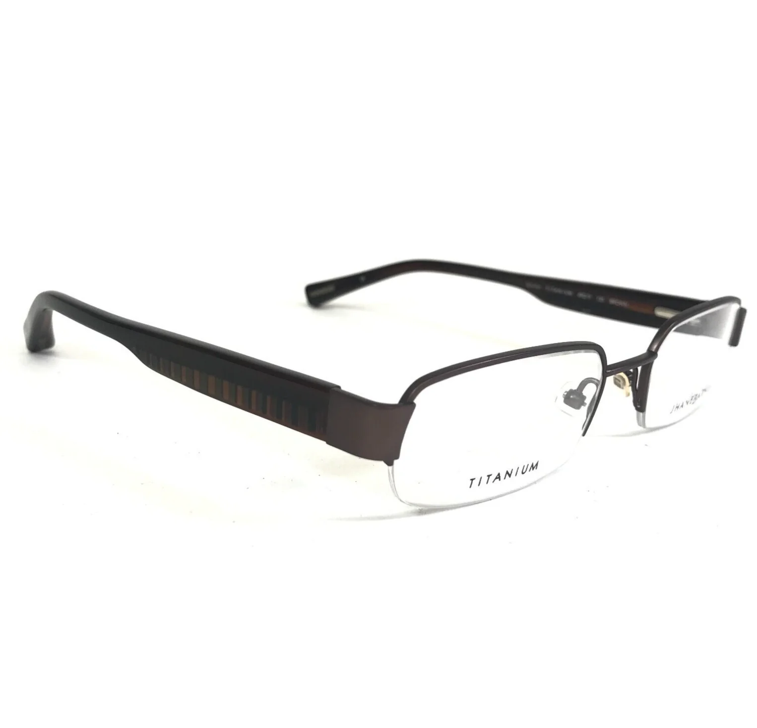 Jhane Barnes Eyeglasses Frames Solution BROWN Rectangular Half Rim 49-19-135 3