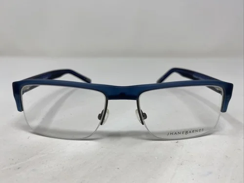Jhane Barnes Pendulum BL 52-18-135 Blue Plastic Half Rim Eyeglasses Frame N370