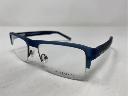Jhane Barnes Pendulum BL 52-18-135 Blue Plastic Half Rim Eyeglasses Frame N370 2