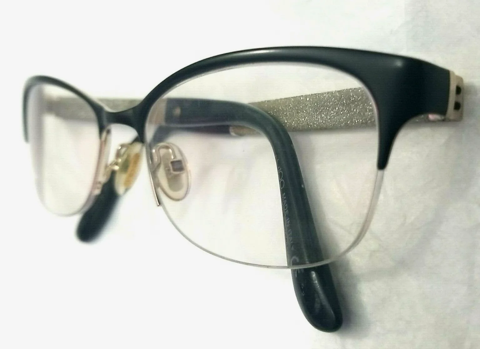 Jimmy Choo 106 F2T Black/Gold Glitter Half Rim Eyeglasses Frame 52-17 135 Italy 2