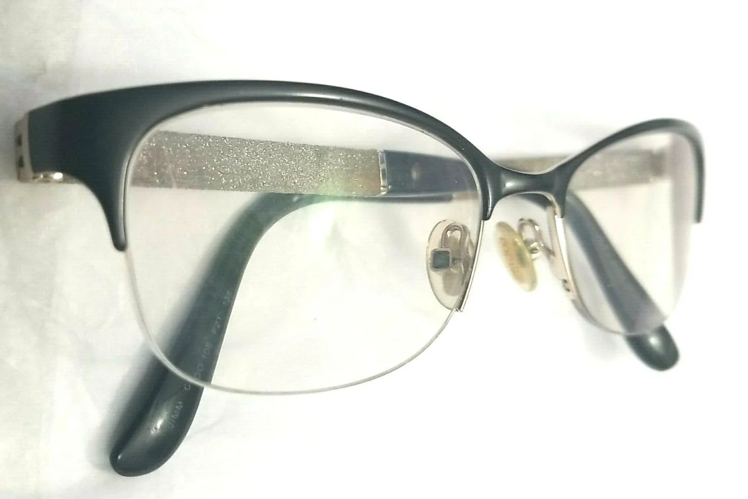 Jimmy Choo 106 F2T Black/Gold Glitter Half Rim Eyeglasses Frame 52-17 135 Italy 3