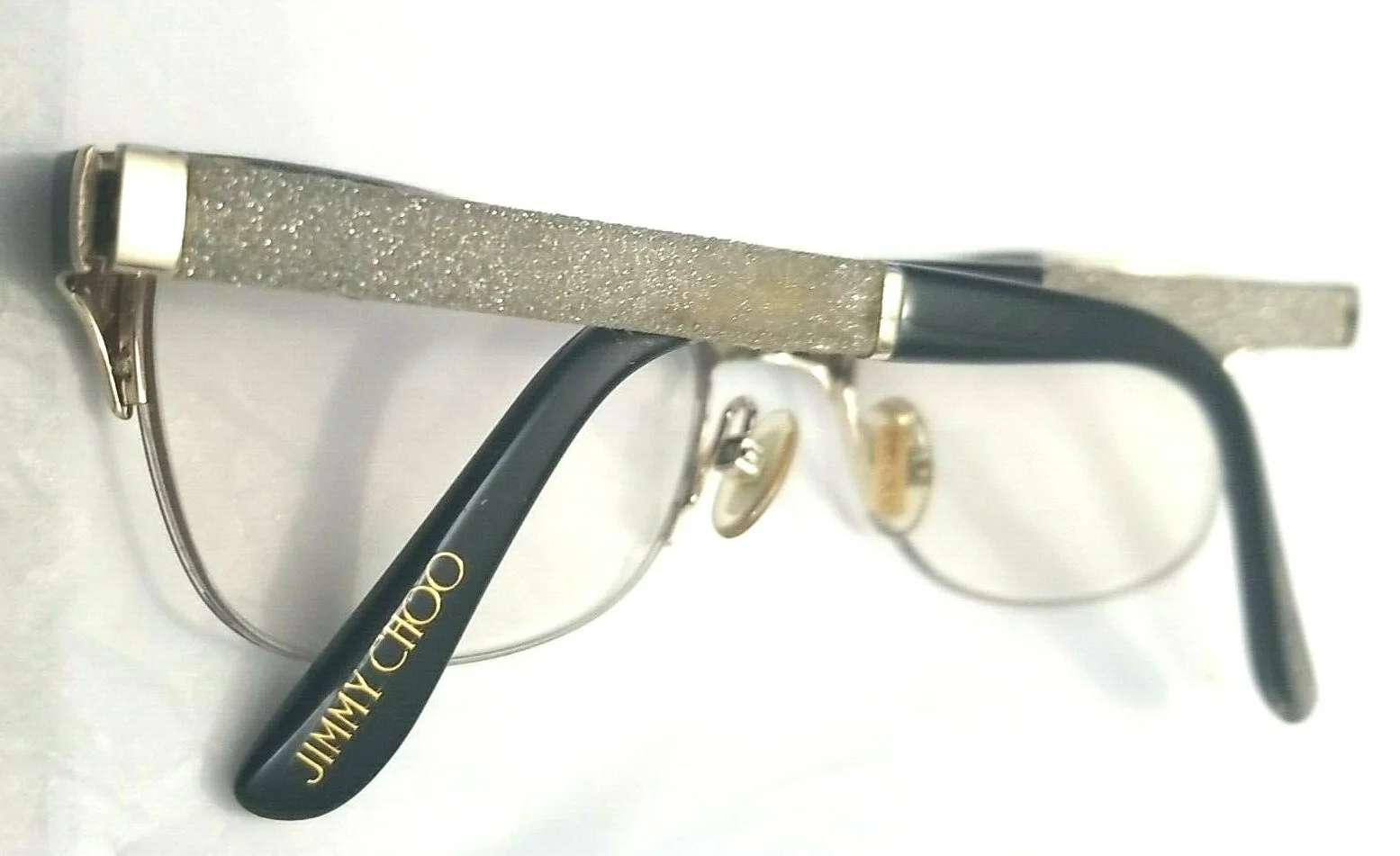 Jimmy Choo 106 F2T Black/Gold Glitter Half Rim Eyeglasses Frame 52-17 135 Italy 4