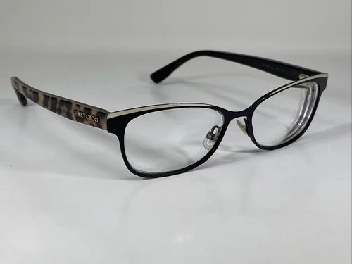 JIMMY CHOO 147 PWN Italy Black Gold/Leopard Eyeglasses Frame 52-15-145 3