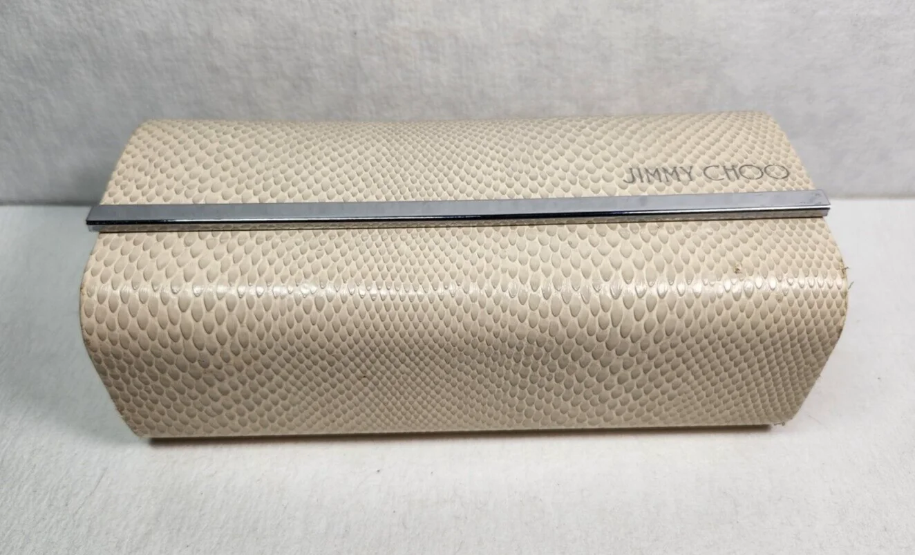 JIMMY CHOO Eye Glass Sunglass Large Hard Case Light Beige Snake Pattern 2