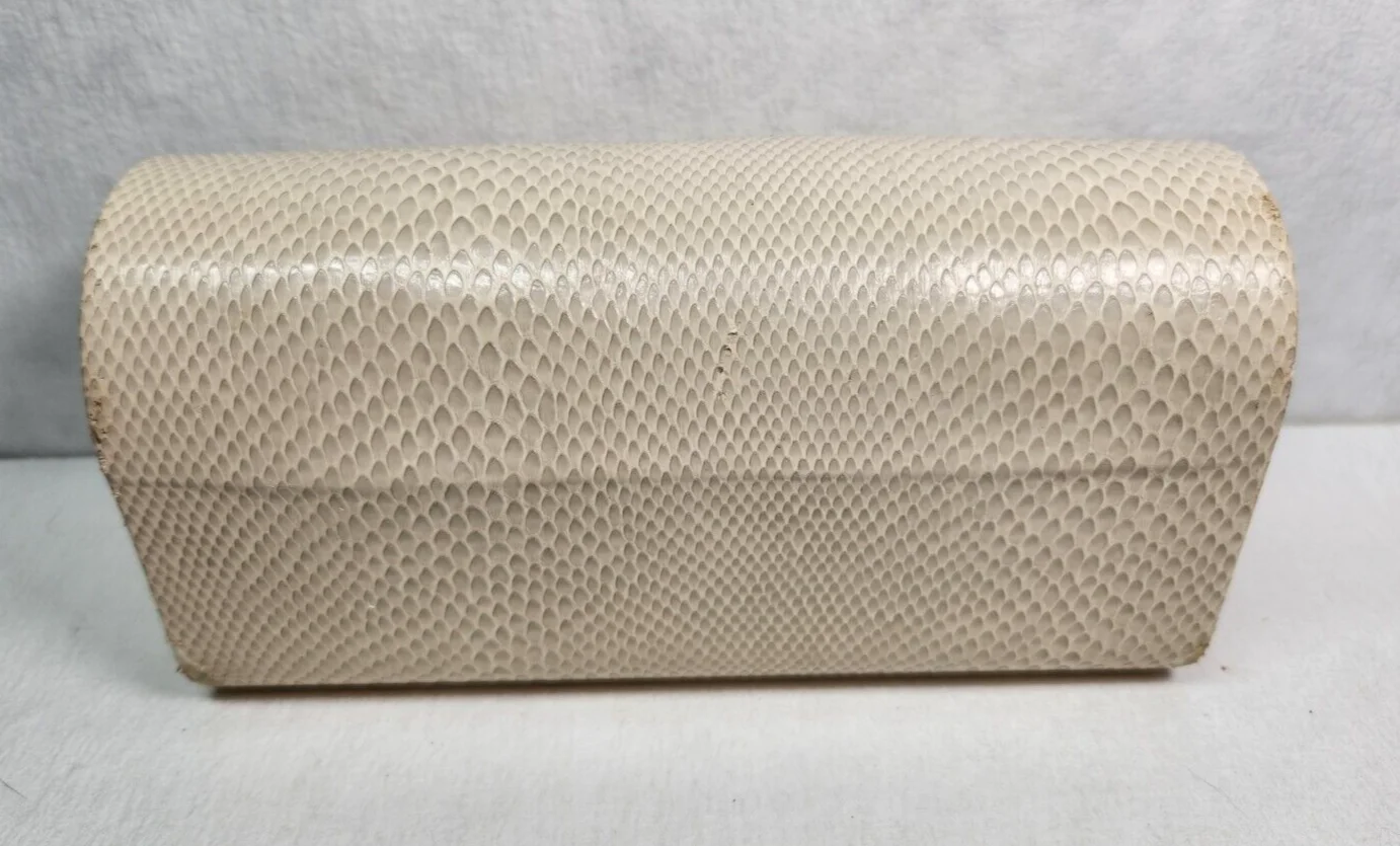 JIMMY CHOO Eye Glass Sunglass Large Hard Case Light Beige Snake Pattern 3