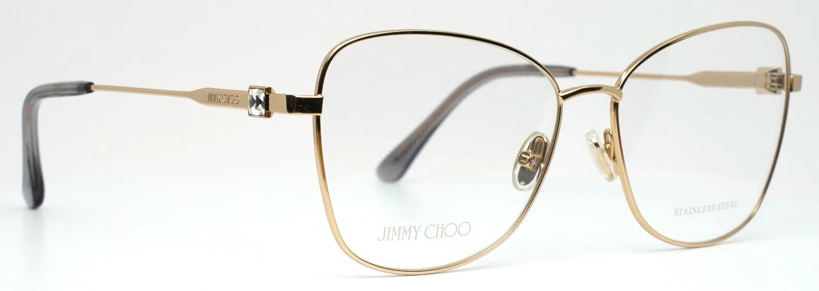 Jimmy Choo Eyeglasses Frames JC304 000 Gold Butterfly Sparkly Crystals 56-15-145 3
