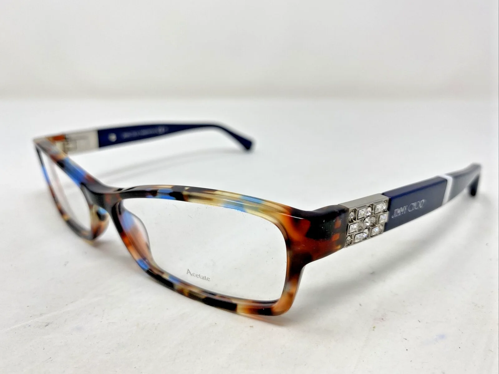 Jimmy Choo Eyeglasses Frames JC41 9DT Navy Blue Tortoise Crystals 53-14-130