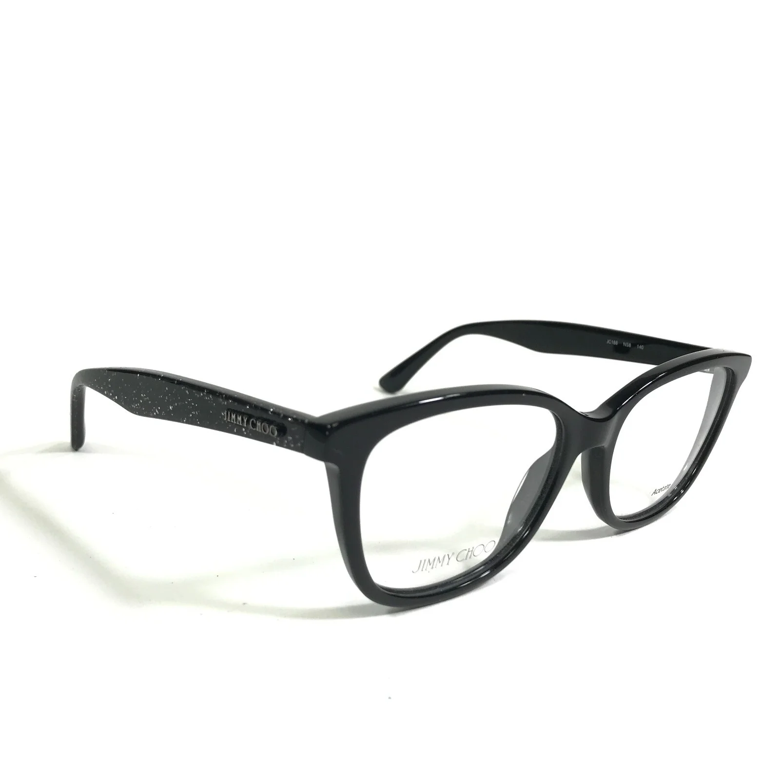 Jimmy Choo Eyeglasses Frames JC88 NS8 Black Silver Glitter Sparkly 52-17-140 2