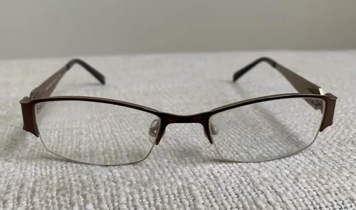 Jimmy Crystal Eyeglasses NY Rome Swarovski Brown Half Rim Metal Frame 49[]18 130 2