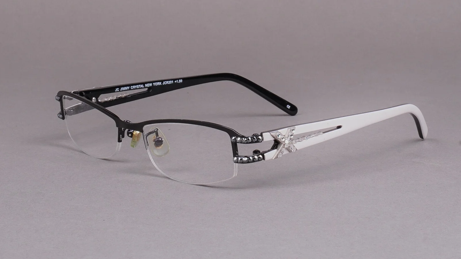 Jimmy Crystal JCR201 Crystallized Swarovski Black White Eyeglasses Frames NY