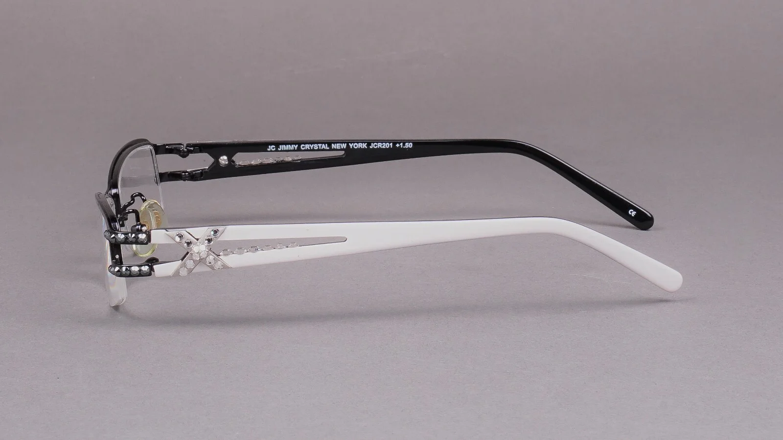 Jimmy Crystal JCR201 Crystallized Swarovski Black White Eyeglasses Frames NY 3