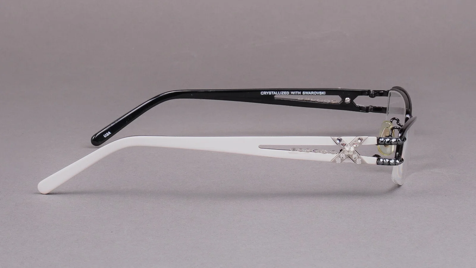 Jimmy Crystal JCR201 Crystallized Swarovski Black White Eyeglasses Frames NY 4